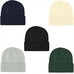 AH15110B Ribbed Cuff rPET Beanie Blank No Imprint